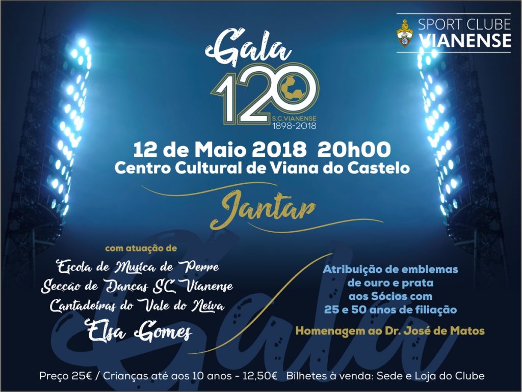 Gala dos 120 anos do SC Vianense é já no próximo dia 12